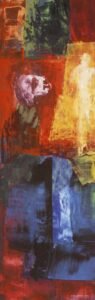 Ewa Gargulinska - Beauty and the Beast 1993 Oil on board 35x12cm