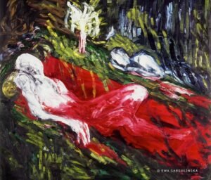 Ewa Gargulinska - Death of Petronius 1990 Oil on canvas 120x136cm