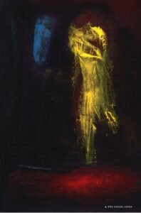 Ewa Gargulinska - Guardian Angel 1990 Oil on board 60x40cm